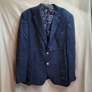 Nautica Blue Linen Blend Sport Coat, Size 44R